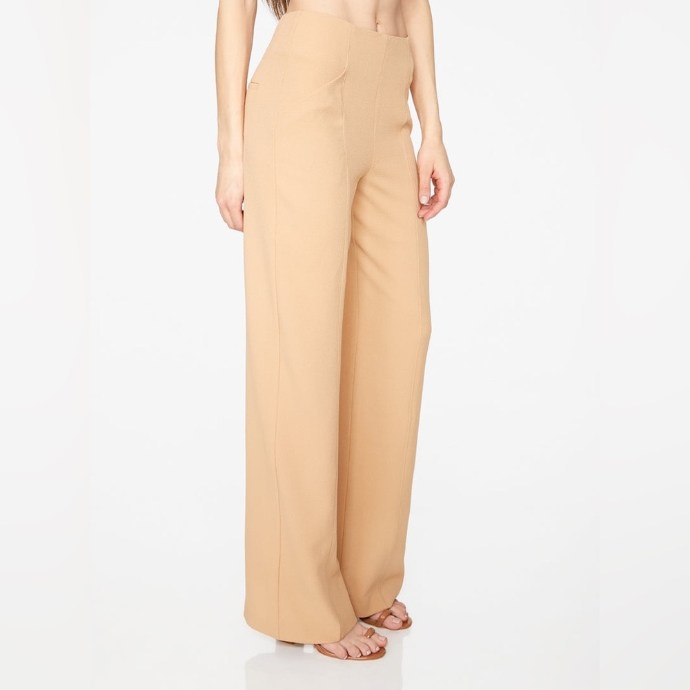 HeyYou Camel High Waisted Relaxed Side Zip Trouser